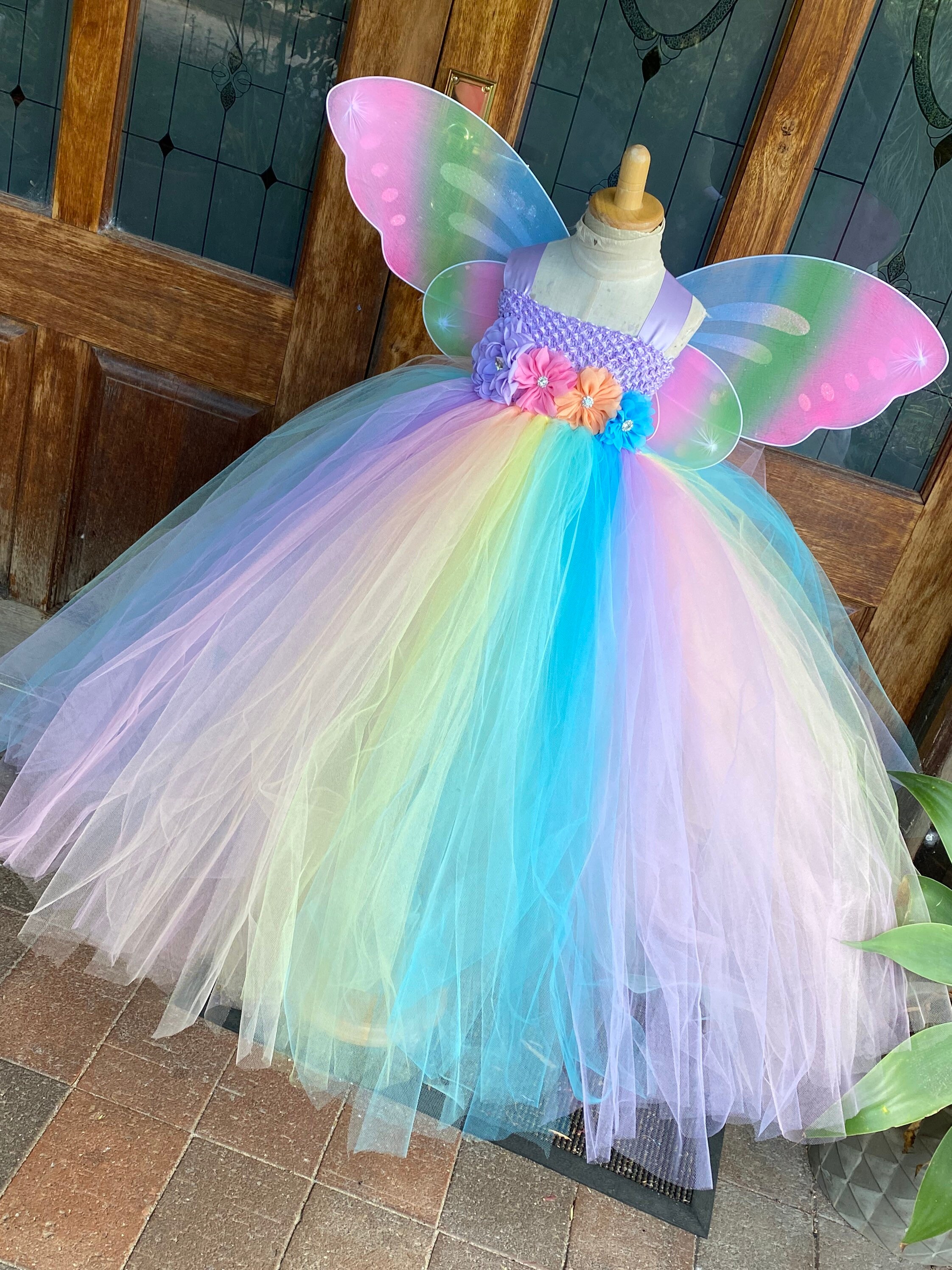 Robe Tutu de fée lumineuse avec ailes Robe de fée pastel Costume