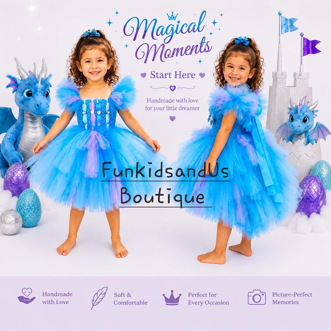dragon princess dress Dragon Tutu Dress for Girls - Dragon Costume - Blue Dragon Princess Costume  - Dragon Birthday Outfit