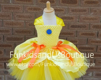 Princess inspired Tutu Dress  Birthday Outfit, Halloween Costume-  Yellow Halloween costume - Yellow tutu dress