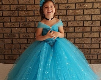 Blue Sparkle Tulle Princess Dress: Cinderella Inspired Gown