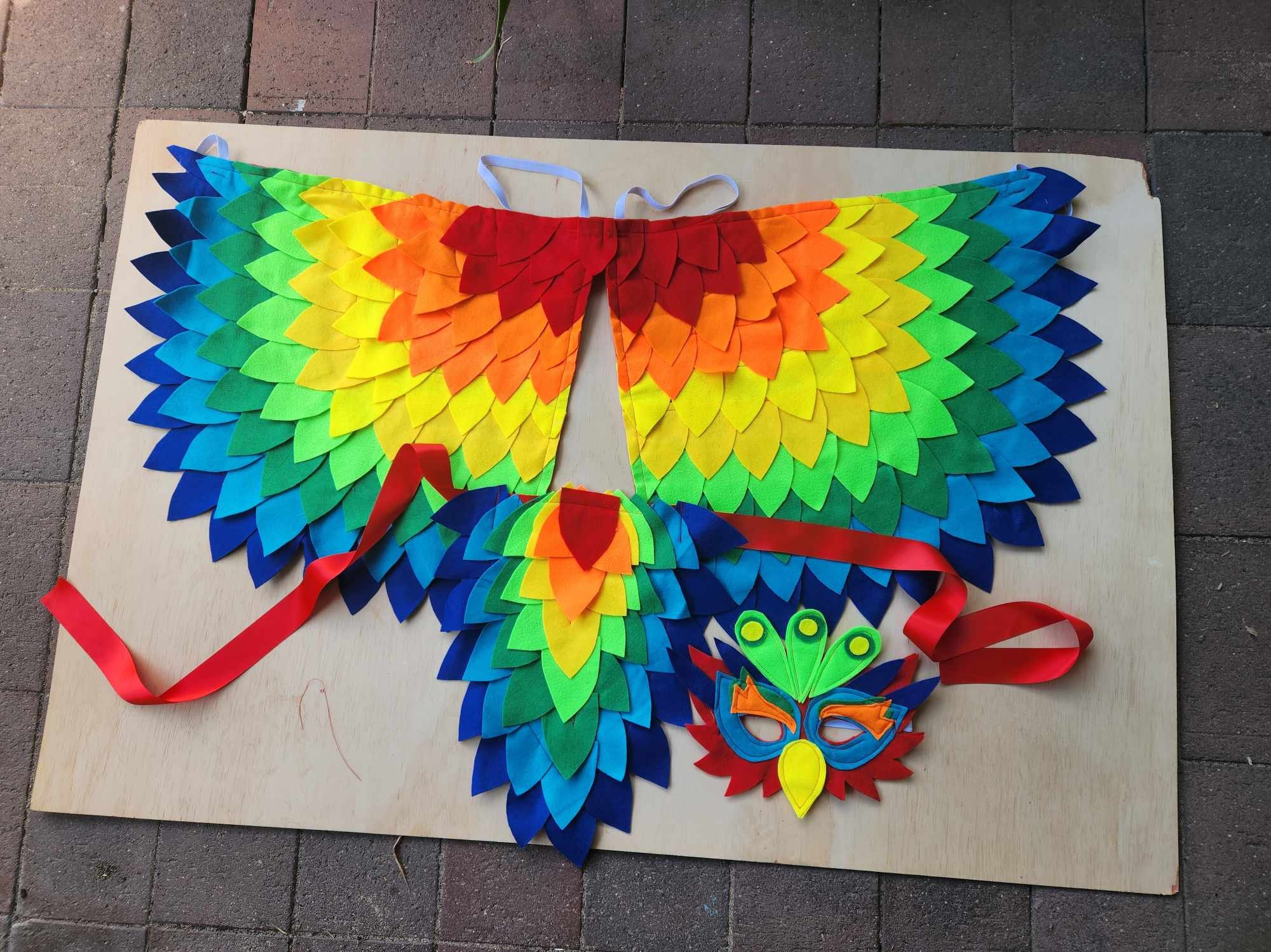 Costume Oiseau Phoenix Enfant - Cape Et Masque Feutre Pour Spectacle Et Jeu De Rôle | Multicolore
