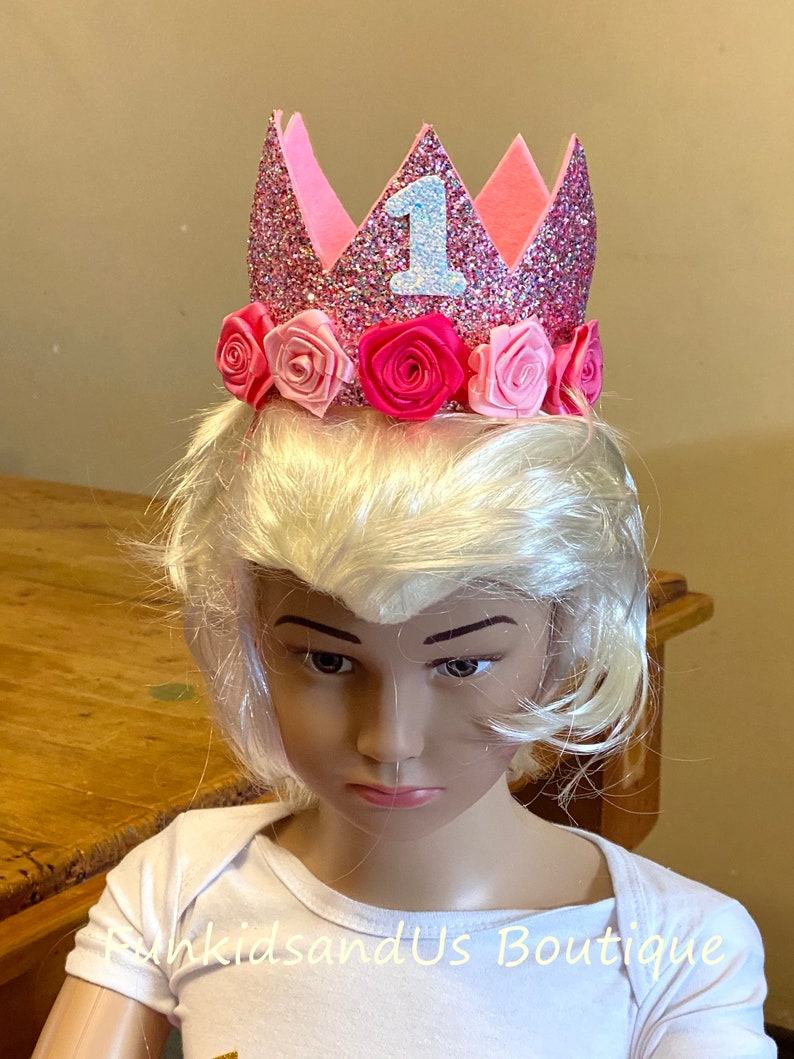 Personalized Birthday Felt Crown Birthday Crown Girl Crown Glitter Crown First Birthday Baby Crown
