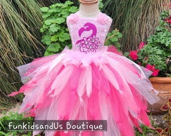Flamingo Vogel Tutu Kleid - Vogel Kleid Kostüm - Flamingo Kostüm - Rosa Feder Flamingo Kleid