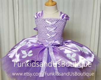 Lavender Tutu Dress Knee Length - Lavender Princess Dress- Sophia Dress -  Princess Birthday Dress