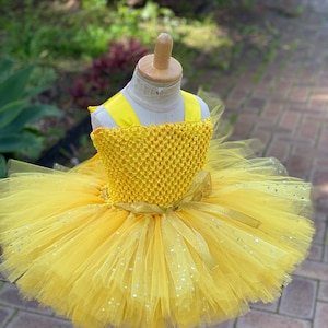 Yellow Sparkly Tutu Dress - Princess dress- Yellow Tutu - Yellow Tutu Dress- Birthday dress - Knee Length short Tutu