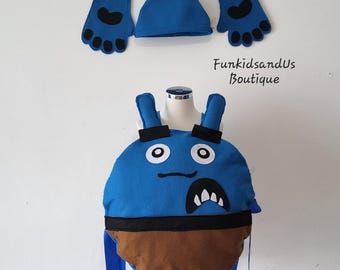 Handmade Blue Monster Costume: Plush Character Outfit, Kids Cosplay - Blue Monster Kids Costume - Monster Dress Up Costume