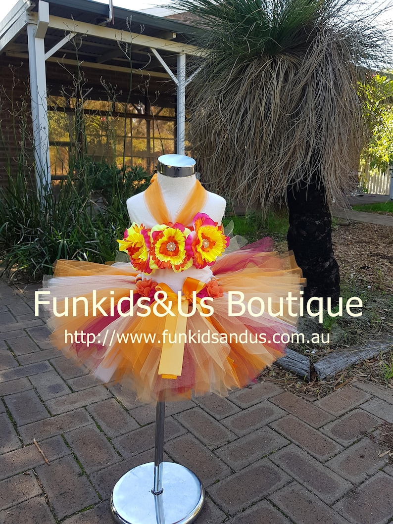 flower Tutu Dress- Luau Outfit Luau Dress, Birthday Tutu Dress Hula Girl Floral Tutu Dress