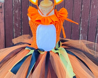 Fox Tutu Costume: Orange & Black Woodland Dress with Ears