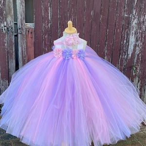 Pink Lavender Flower girl tutu Dress , Pastel Princess Tutu Dress, Whimsical fairy or unicorn-themed party dress, pastel tutu dress