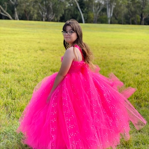Hot Pink Sparkle Tutu Dress –Bright Pink Tutu Dress for Girls – Sparkly Party Outfit–Hot Pink Fairy Tutu Dress  –Glitter Pink Tutu Dress