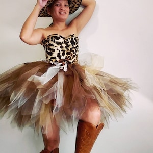 Adult Safari  jungle Tutu  -Safari Adult Skirt - party costume -  Teen Ladies Woman Adult Tutu -   Rave or Marathon Race Tutu