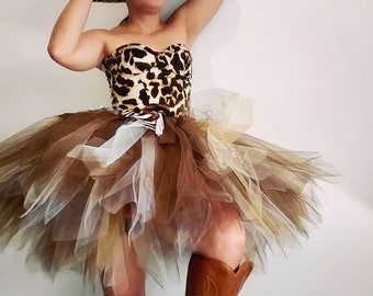 Adult Safari  jungle Tutu  -Safari Adult Skirt - party costume -  Teen Ladies Woman Adult Tutu -   Rave or Marathon Race Tutu