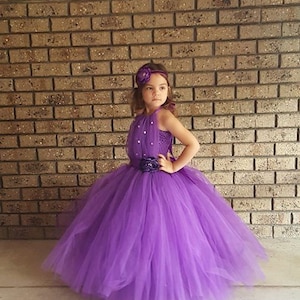 Purple With Rhinestone Flower Girl Tutu Dress, Purple Tutu Flower Girl ...