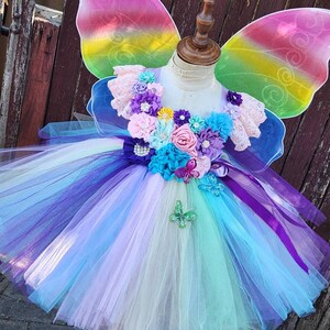 Rainbow Pastel Tutu - Rainbow Dress with wings -  Rainbow Tutu Dress- Pastel dress