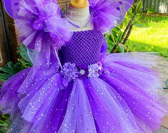 Sparkly  Purple Lavender Fairy Tutu Dress - Fairy Tutu Dress with wings-Lavender tutu - Purple  Lavender dress -Purple knee length dress
