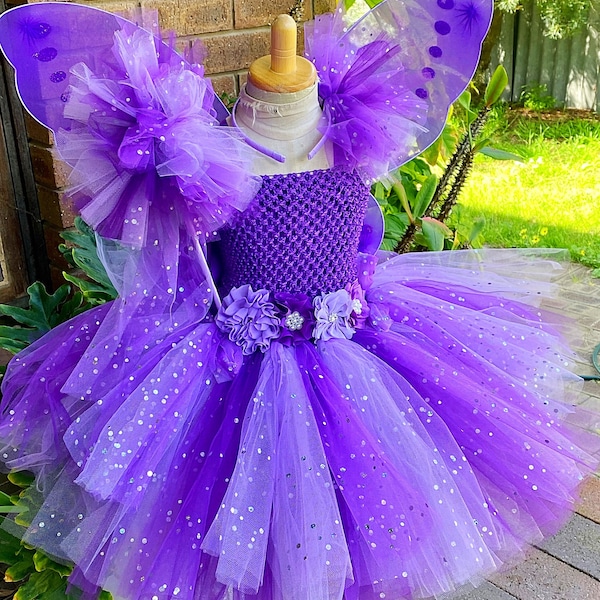 Sparkly  Purple Lavender Fairy Tutu Dress - Fairy Tutu Dress with wings-Lavender tutu - Purple  Lavender dress -Purple knee length dress