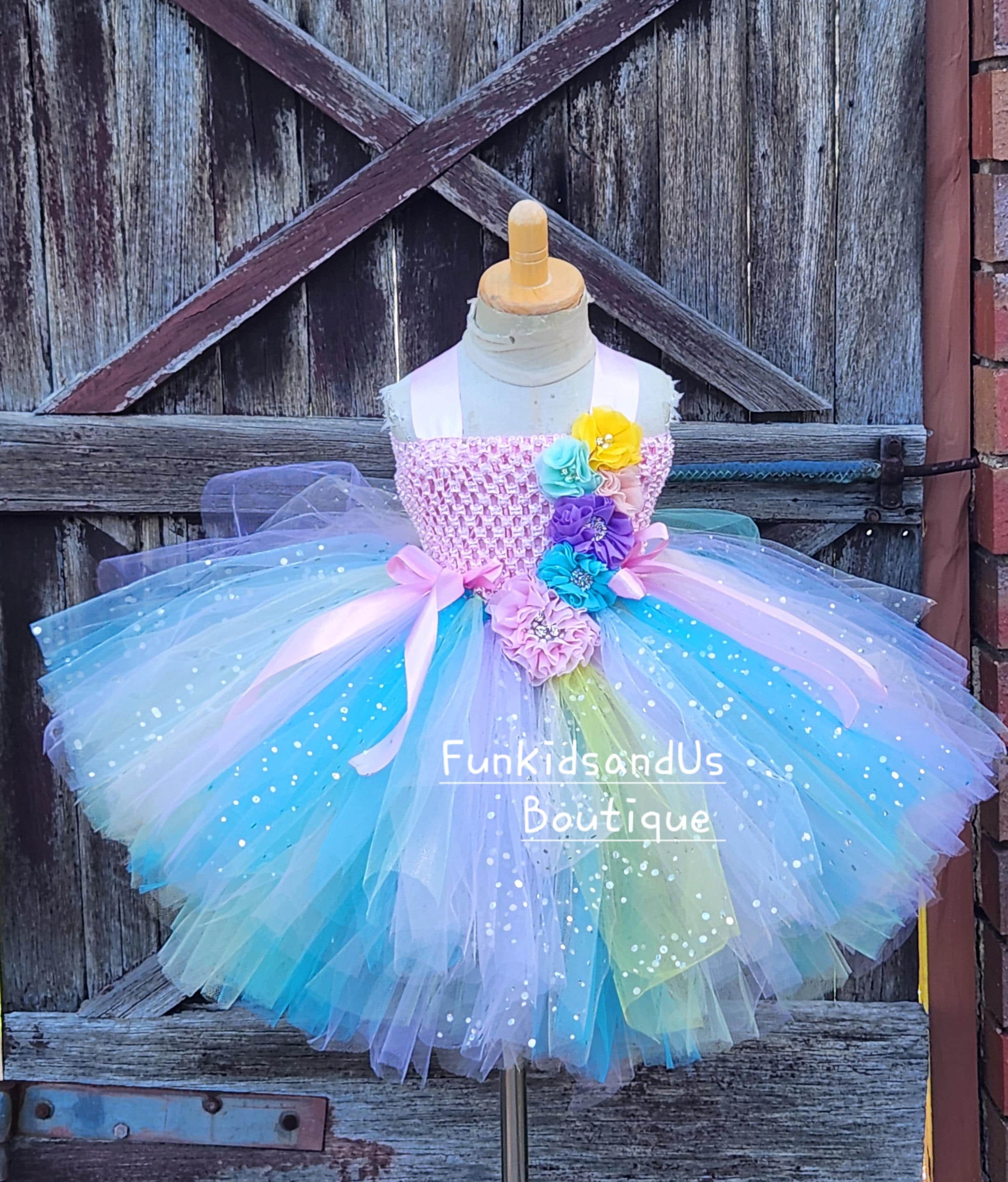 Pastel Rainbow Sequin Tutu Dress: Birthday Girl Costume