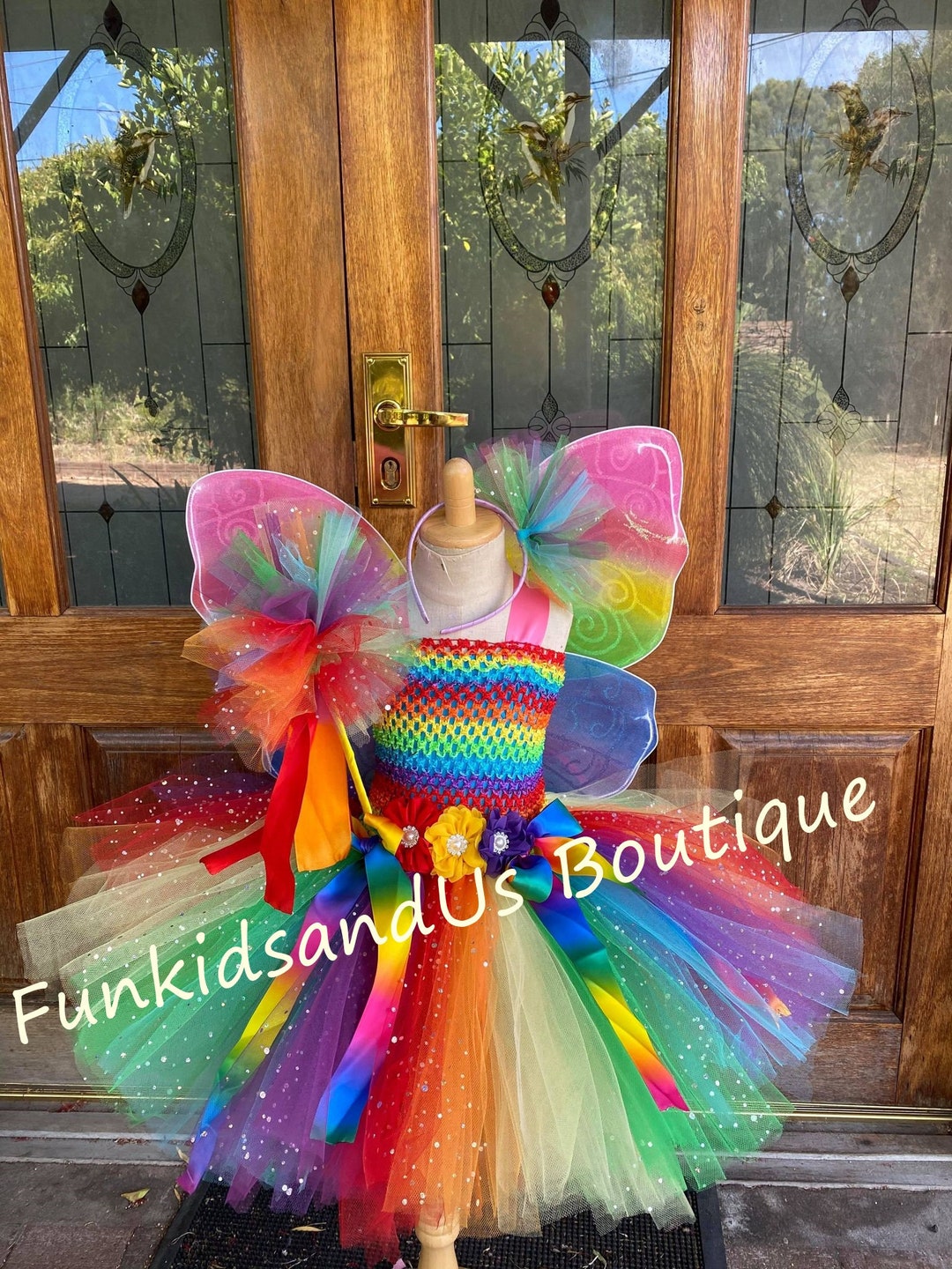 Rainbow Fairy Tutu Dress Fairy Tutu Dress With Wings Glittery Rainbow ...