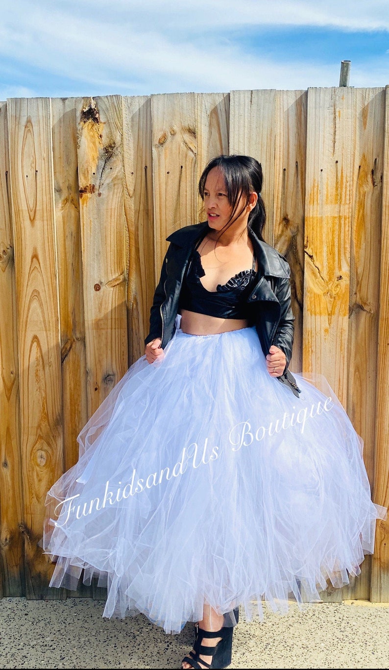 White Tulle Adult Tutu Bridal Shower Skirt Adult Tutu Adult Engagement Skirt photo prop TUlle Skirt Choose Colour image 1