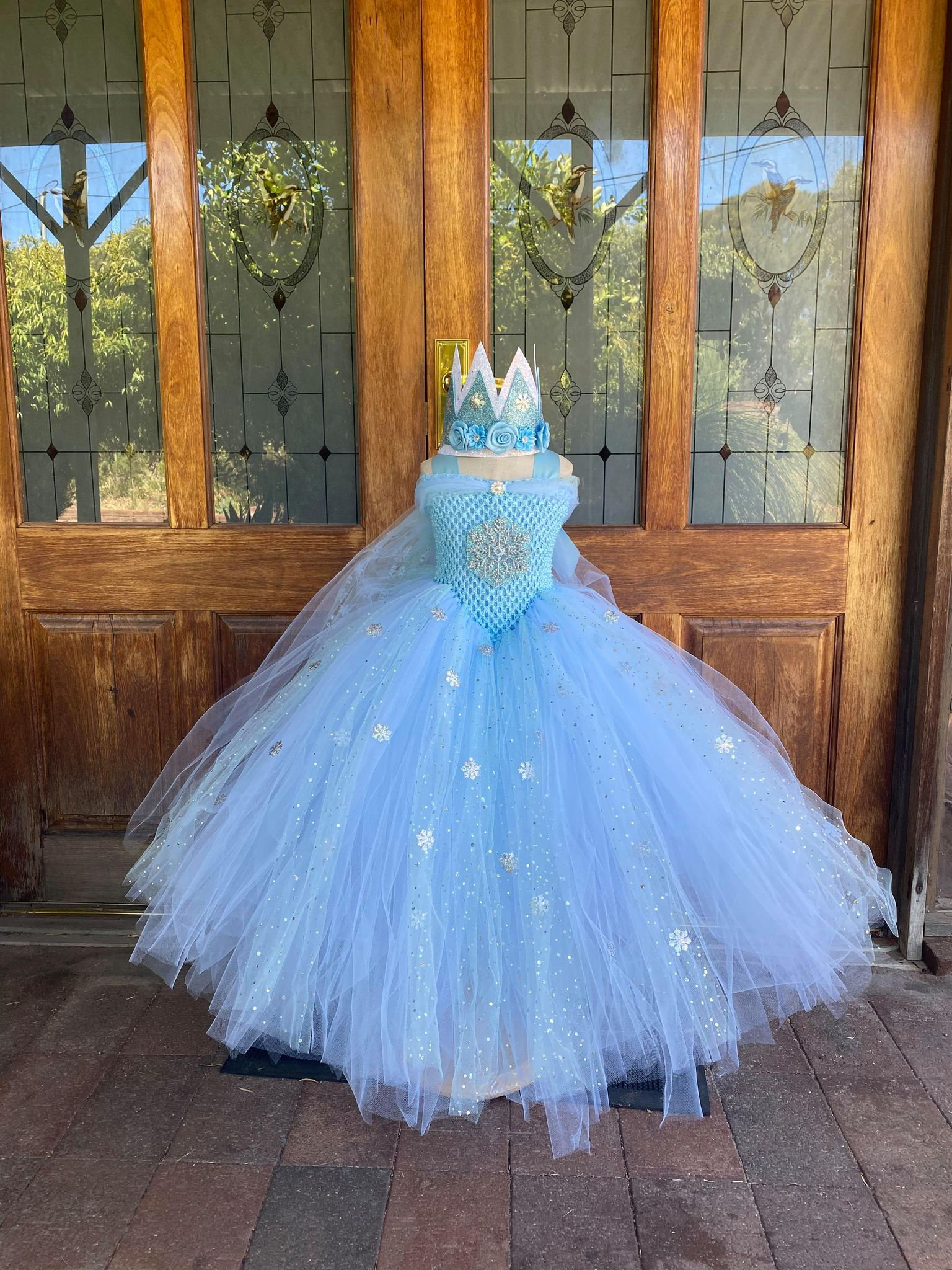 women's light blue winter princess dress with snowflakes Snowflake Girls Blue Snow Princess Dress