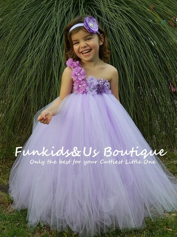 Vestido de tutú de niña de flores lila lavanda niña Etsy