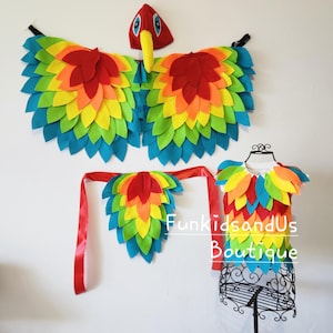 Rainbow Bird Wings Costume: Handmade Felt Wings, Tail & Mask