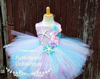 Under The Sea Mermaid Tutu Dress - mermaid birthday dress_  Ocean Themed Party - Mermaid Dress for baby Toddler Girl