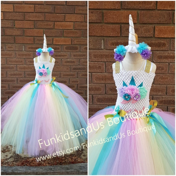 Robe tutu licorne arc-en-ciel pastel robe licorne pleine longueur licorne  pastel robe d'anniversaire licorne avec bandeau tenue licorne -  Canada