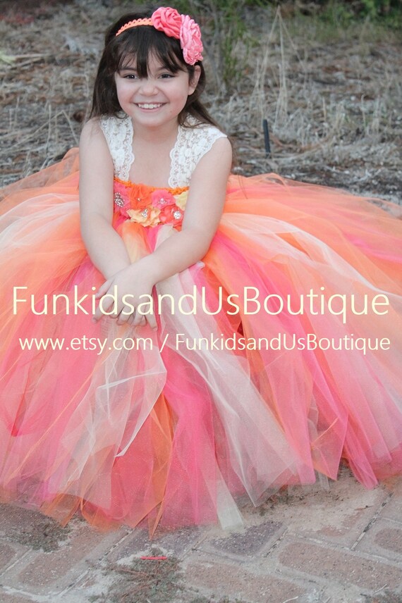 Autumn Tutu Dress Flower Girl Dress Autumn Wedding Orange Etsy
