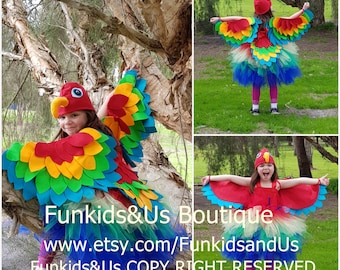 Parrot  Tutu Dress Costume - macaw costume, Paradise parrot tutu complete set  , bird costume, bird tutu