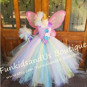 Pastel Fairy Tutu Dress - Glitter tulle  Fairy Tutu - Pastel Glittery Fairy Dress - Baby Fairy Dress - fairy costume