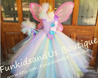 Pastel Fairy Tutu Dress - Glitter tulle  Fairy Tutu - Pastel Glittery Fairy Dress - Baby Fairy Dress - fairy costume