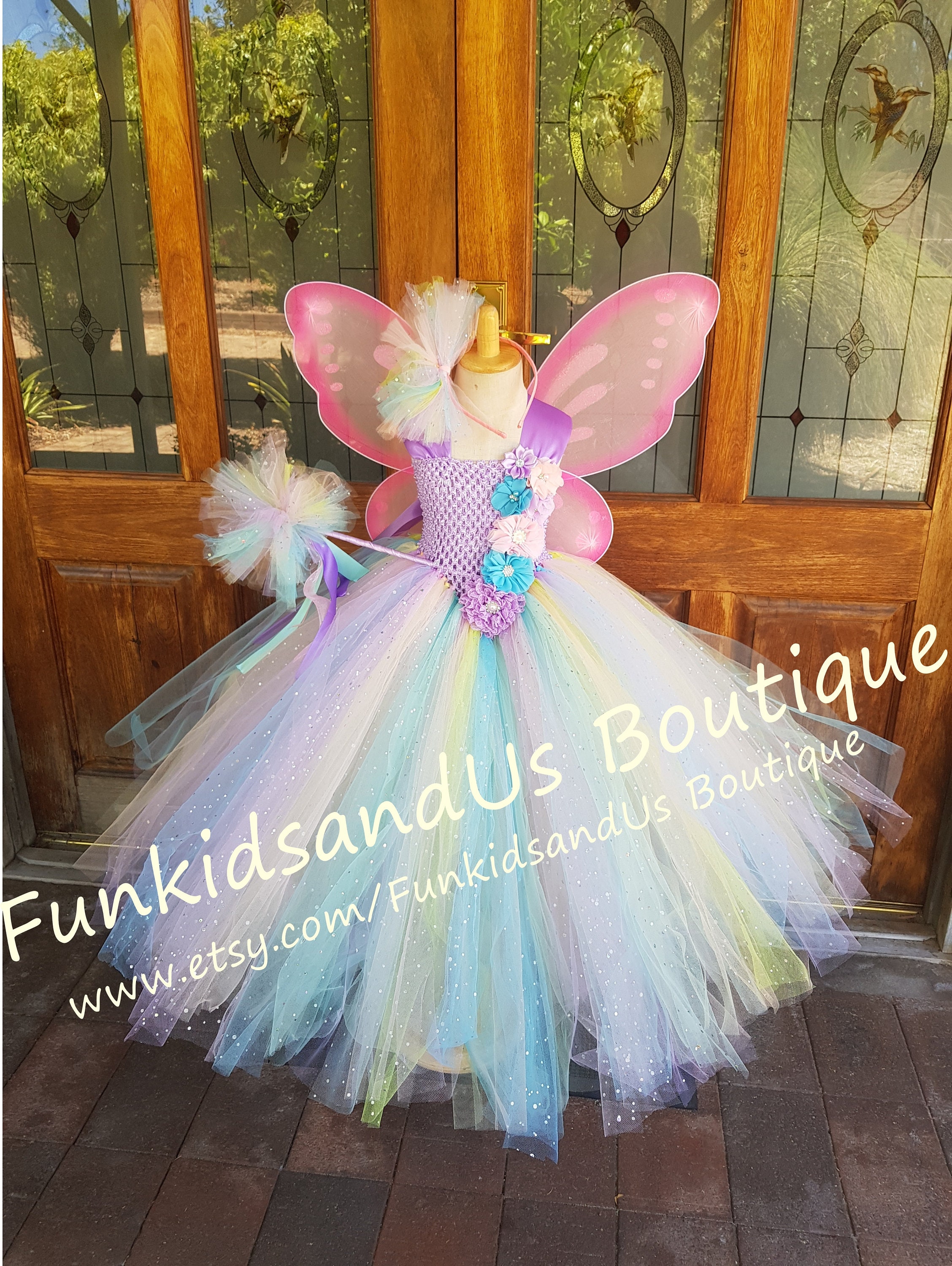 Rainbow Fairy Tutu Dress: Sparkle Wings Costume - Etsy Australia