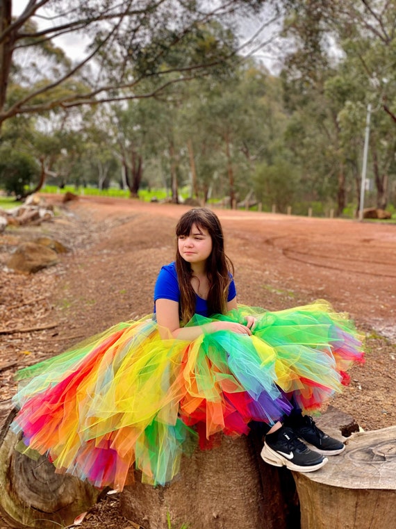 Rainbow Skirt Girl Rainbow Tutu Flower Girl Skirt Calf Length/full Length  Long Tulle Skirt Choose Your Colour 