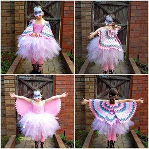 Pink Bird Costume - Bird Costume - Galah Bird wings, tail, Mask and Tutu Dress Complete set Bird Costume