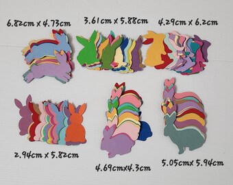 Bunny paper - Sale 100pcs bunny shaped die cut cardstock - Sale Easter confetti , scrapbooking, card making. Mix shape and colors