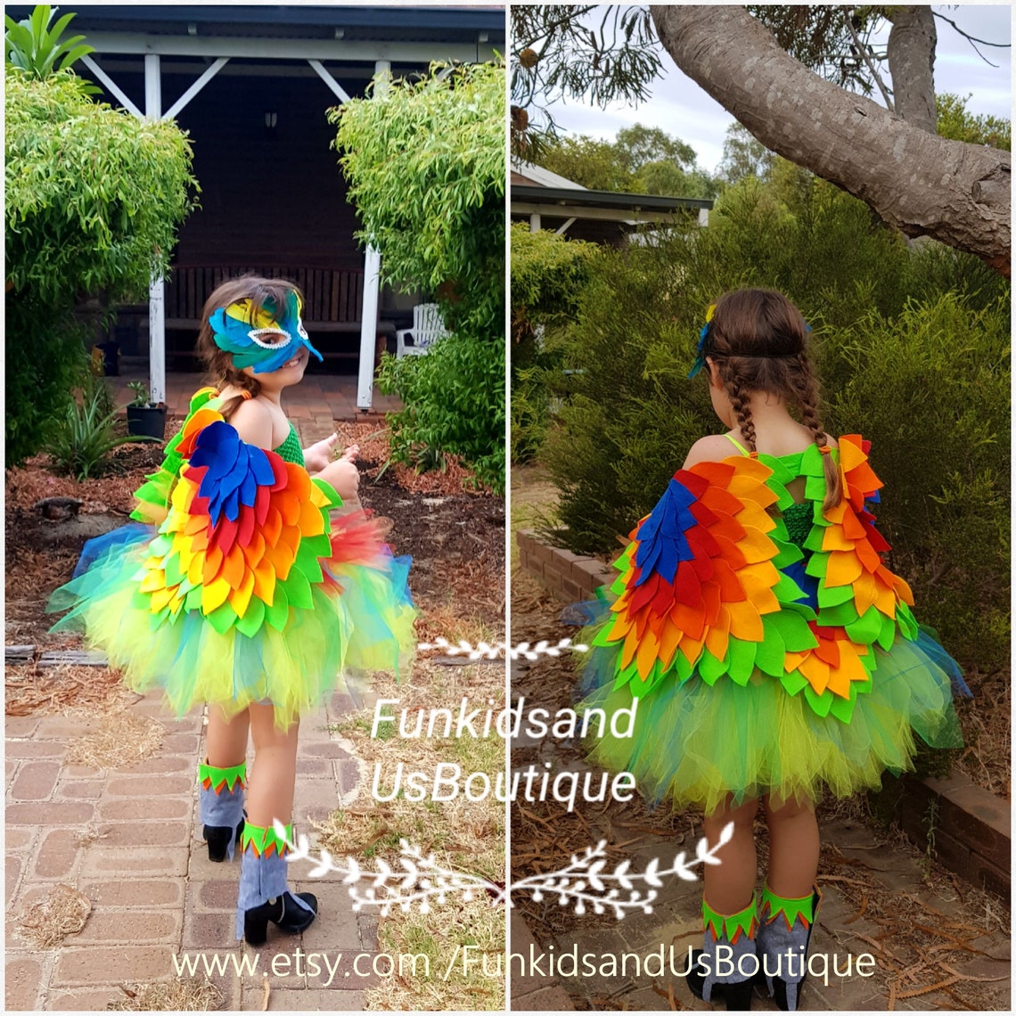 Bird Wings Costume Kids Lorikeet Bird Wings Tail and Mask Etsy Canada