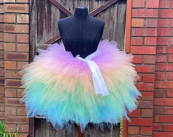 Adult Rainbow  Pastel tutu skirt -  Adult Layered Tutu skirt- Adult Layered Tutu skirt  - Rainbow Tutu -  Adult Skirt layered tutu