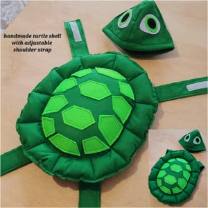 Plush Turtle Shell and Headpiece Set for Kids-  Green Turtle Shell Costume with Adjustable Straps- Green Turtle  Set with Padded Shell