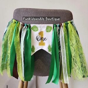 Jungle Theme High Chair Banner, Safari  Banner , Wild one Personalised Party Banner , Safari Wild One Party Garland