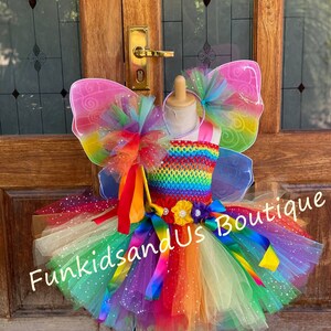 Rainbow Fairy Tutu Dress - Fairy Tutu Dress With Wings - Glittery ...