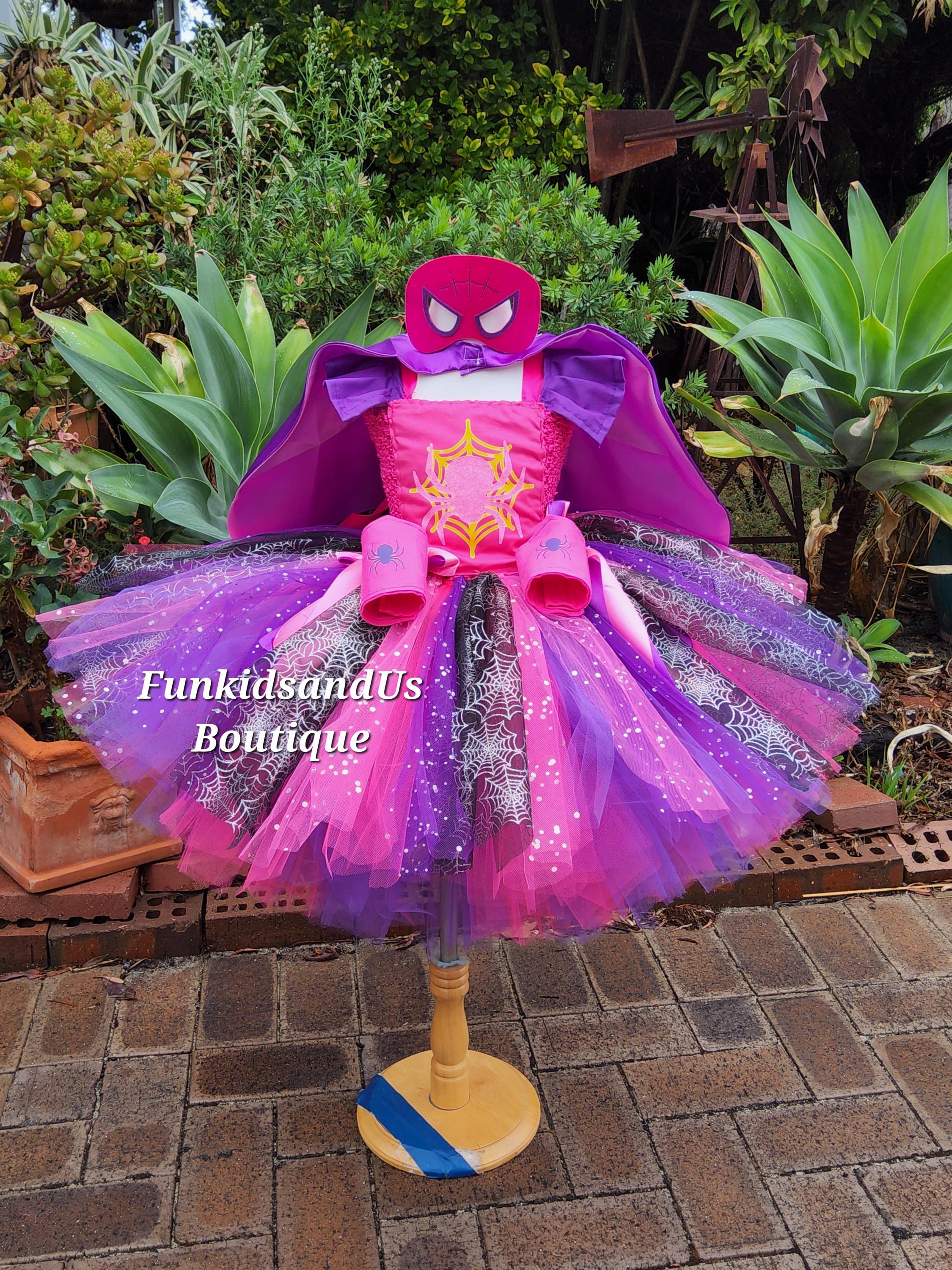Kids Halloween Spider Costume Set - Purple & Black Tutu Skirt, Wings, Headband For Girls, Halloween & Christmas Dress-Up - View #13