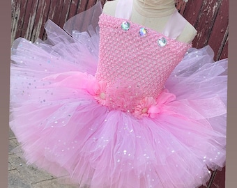 Pink dress- Princess dress- Glitter  Pink dress-Pink short Dress- Princess Tutu Dress - Knee Length short Tutu