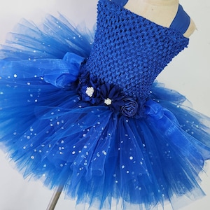 Short Blue Tutu Dress for Toddlers-  Sparkly Handmade Party Outfit- Royal Blue Fairy Dress for girl - Toddler Glitter Tulle Birthday dress