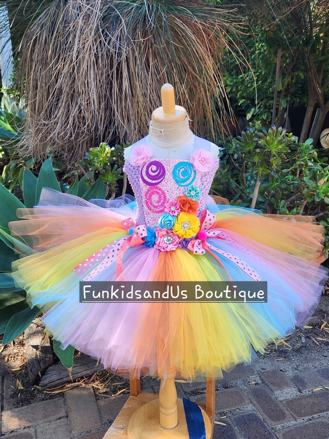 Connie - Rainbow Tutu & Embellished Lace  Party Dresses for Baby Girl