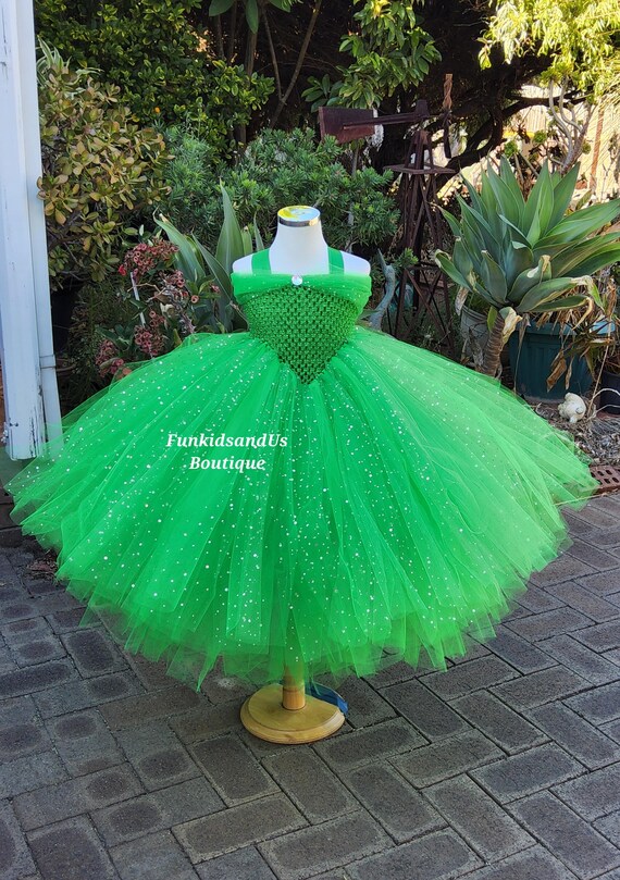 green sparkly fairy dress Green Sparkle Tulle Fairy Princess Costume Gown for Girls – MiniClosetCo main image 1