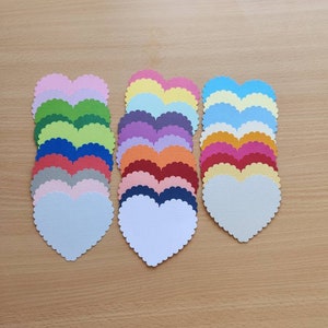 Cartão Scallop Heart - Cartão de nota de amor em forma de coração de 3,5 polegadas - Cartão em forma de coração 20x escolha suas cores