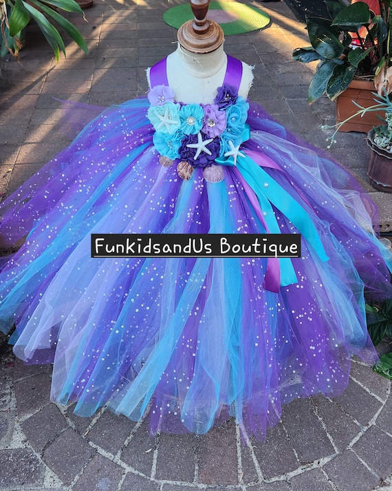 Sparkle Mermaid Tutu Dress: Deluxe Starfish & Shell Tulle Gown - Etsy