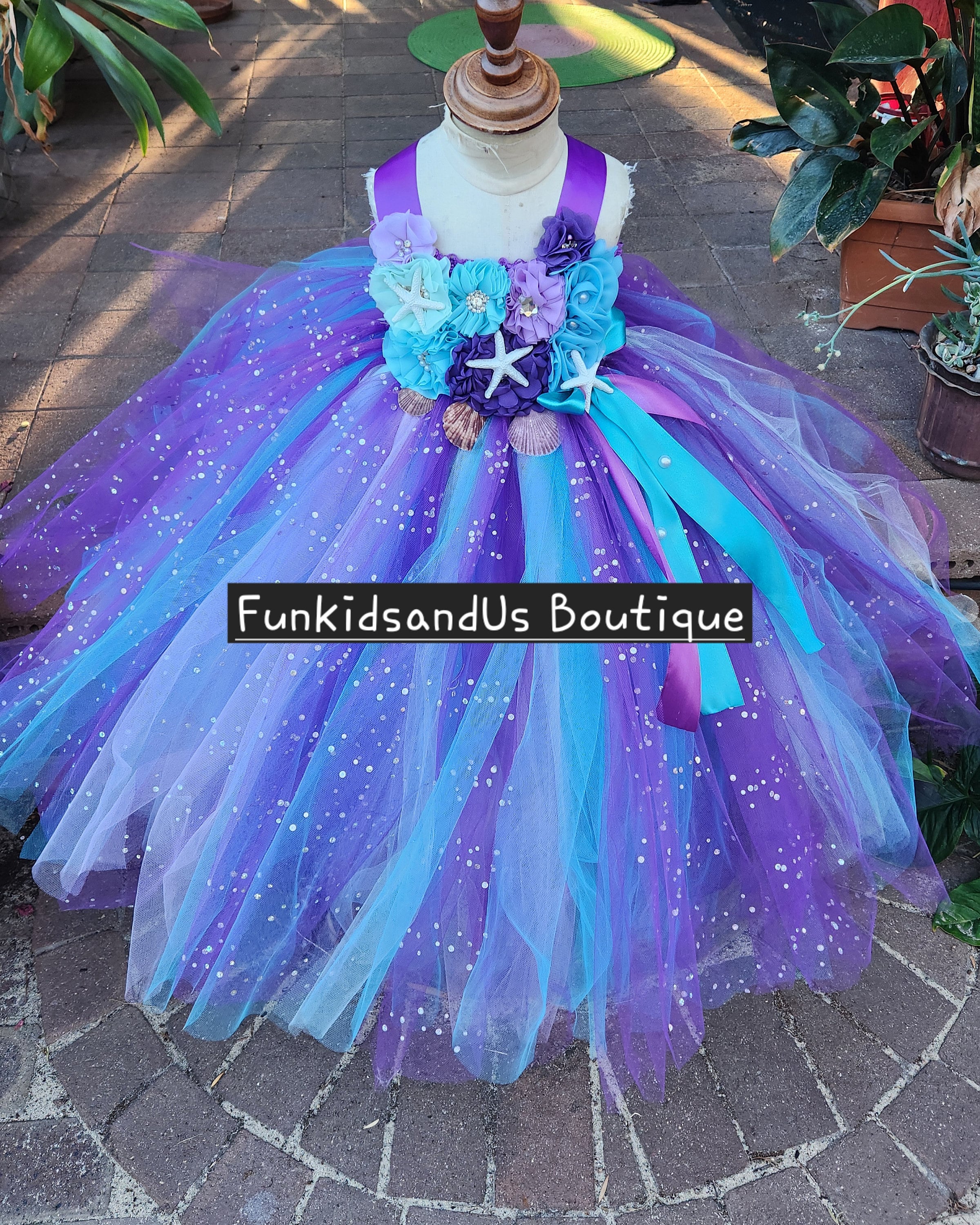 Sparkle Mermaid Tutu Dress: Deluxe Starfish & Shell Tulle Gown - Etsy