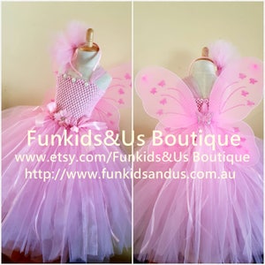 Pink Fairy Tutu Dress Fairy birthday themes Tea length tutu dress with matching headband wins image 1